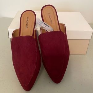 Maurice Slip On Flats Shoes Womens 9M Burgandy Faux Suede